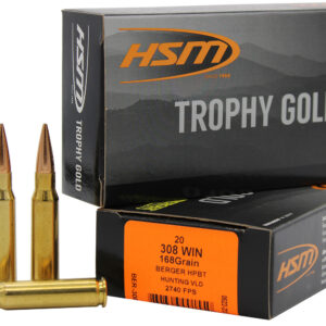 HSM 308168VLD Trophy Gold Extended Range 308 Win 168 gr Berger Hunting VLD Match 20 Per Box/ 25 Case