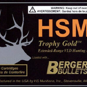 HSM 300WM168VLD Trophy Gold Extended Range 300 Win Mag 168 gr Berger Hunting VLD Match 20 Per Box/ 20 Case