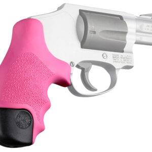 Hogue 60027 OverMolded Tamer  Cobblestone Pink Rubber with Finger Grooves for S&W J Frame Centennial with Round Butt, Bodyguard