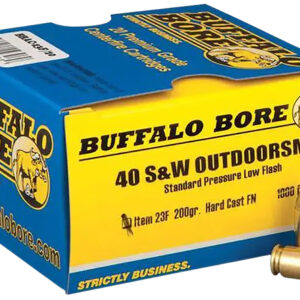 Buffalo Bore Ammunition 23F20 Outdoorsman Strictly Business 40S&W 200gr Hard Cast Flat Nose 20 Per Box/12 Case