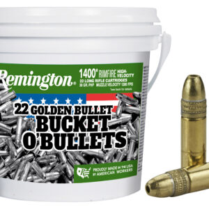 Remington Ammunition 21231 Golden Bullet Bucket O Bullets 22LR 36gr Plated Hollow Point 1400 Per Box/4 Case *Bucket