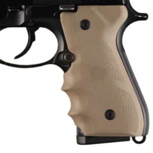Hogue 92003 Rubber Grip  Flat Dark Earth with Finger Grooves for Beretta 92, 96