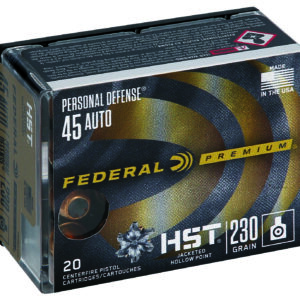 Federal P45HST2S Premium Personal Defense 45ACP 230gr HST Jacketed Hollow Point 20 Per Box/10 Case
