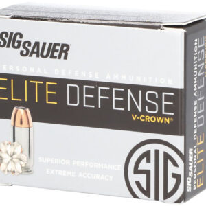 Sig Sauer E380A120 Elite Defense  380ACP 90gr V-Crown Jacketed Hollow Point 20 Per Box/10 Case