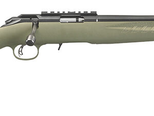 Ruger 8335 American Rimfire Sports South Exclusive Full Size 22 WMR 9+1 18" Satin Blued Threaded Barrel & Alloy Steel Receiver w/Scope Rail, Green Fixed Synthetic Stock, Right Hand