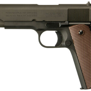 Inland MFG ILM1911 1911 A1 Government 45 ACP 7+1 5" Barrel, Black Parkerized Steel Frame w/Beavertail, Serrated Steel Slide, Wood Grip, Manual Safety