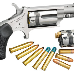 North American Arms 22MSCTW Wasp  22 LR 22 WMR 5 Shot 1.13" Stainless Steel Vent Rib Barrel, Stainless Frame & Cylinder, Black Pebbled Rubber Grip, Exposed Hammer