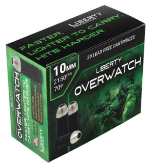 Liberty Ammunition LAOW10MM702150 OverWatch  10mmAuto 70gr Open Cavity Design 20 Per Box/50 Case