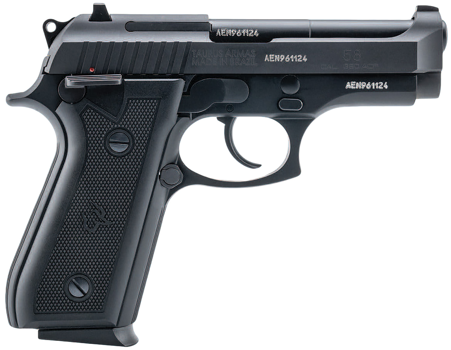 Taurus 1-58141 58 380 ACP 15+1 4" Matte Black Stainless Steel Barrel, Matte Black Serrated Alloy Steel Slide, Matte Black Aluminum Frame w/Beavertail, Black Polymer Grip