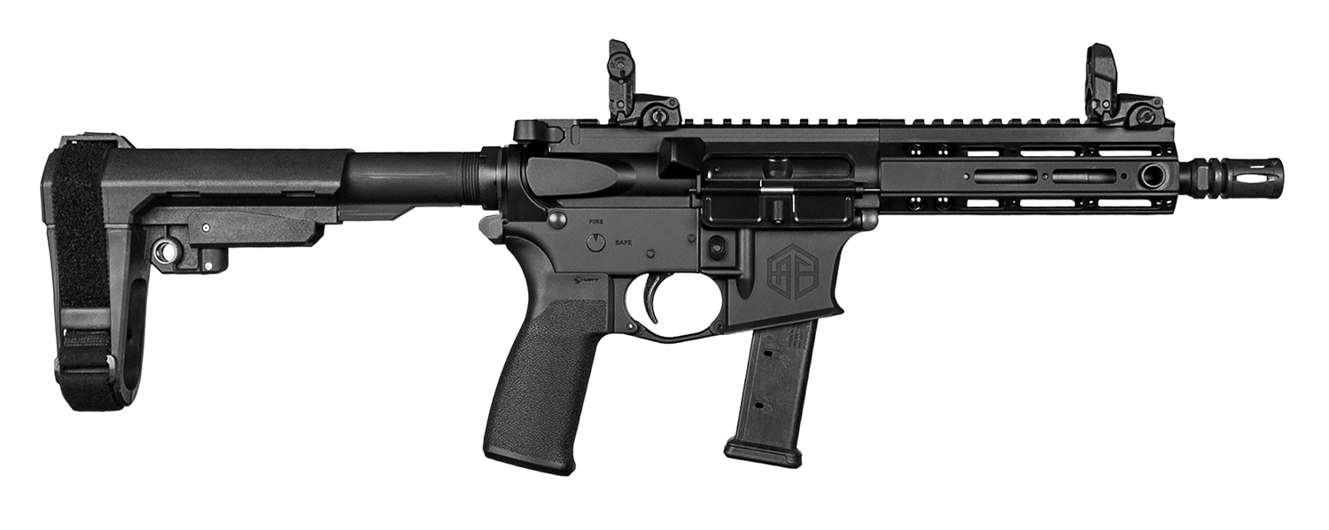 Alpha Foxtrot AA08X1HXX-XABK20 AFMG9 9mm Luger 20+1 7.50" Black QPQ Threaded Barrel, M-LOK Handguard, Black Anodized Aluminum Receiver w/Picatinny Rail, Black Polymer SB Tactical Brace, MFT Grip