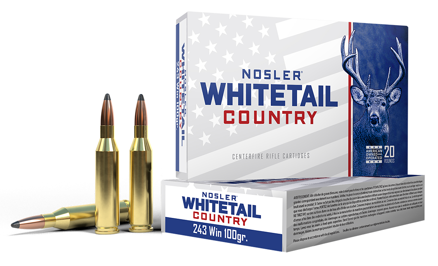 Nosler 40122 Whitetail Country 243Win 100gr 20 Per Box/10 Case