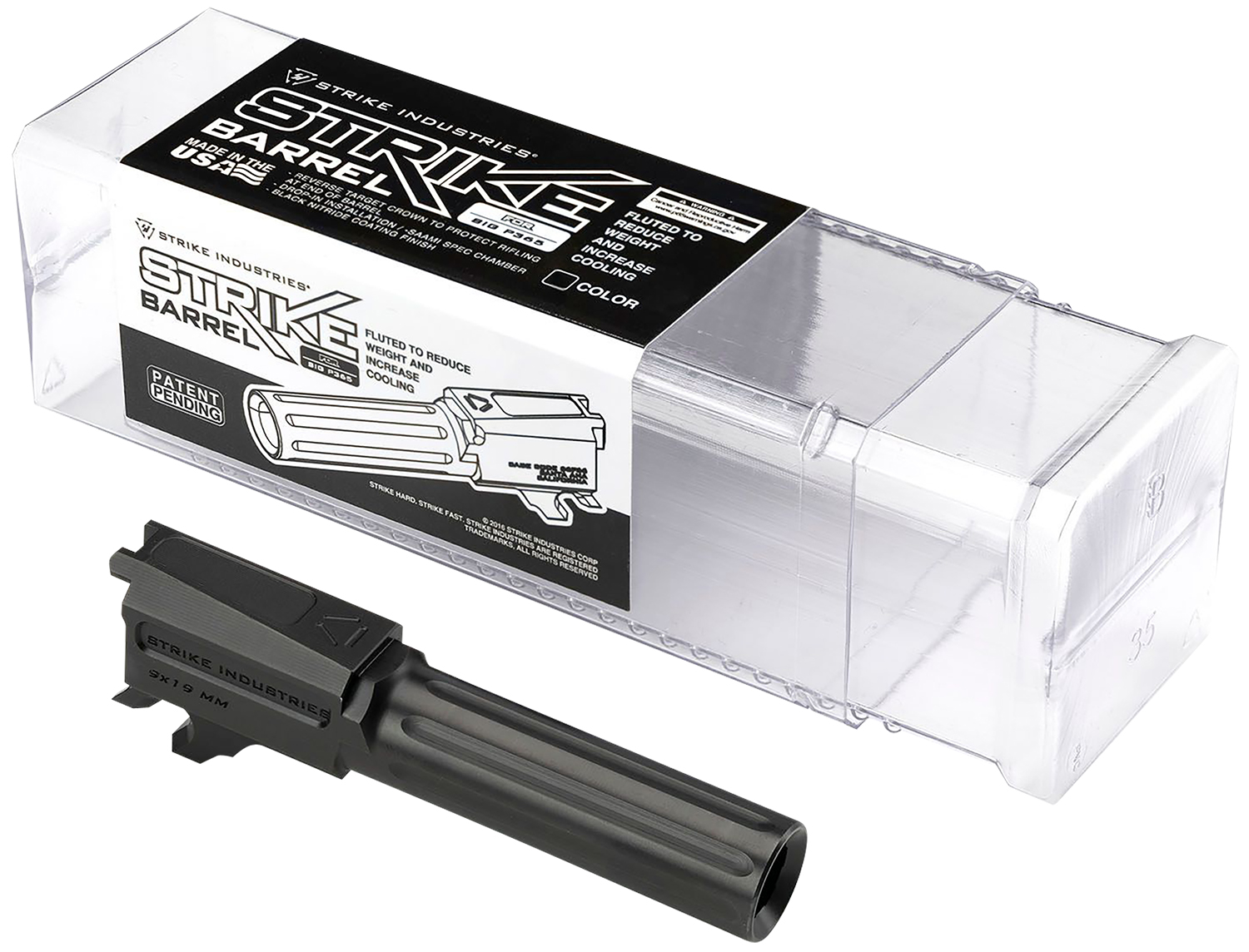 Strike Industries P365BARREL P365 9mm Luger 3.10" Fluted Black Nitride Steel, Fits Sig P365