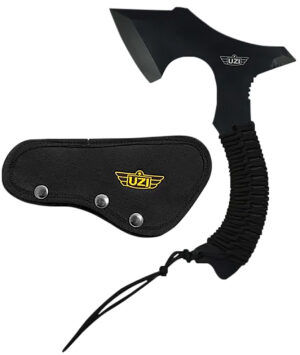 Uzi Accessories UZKAXE5 Throwing Axe  7" Plain Stainless Steel Blade, Black Paracord Wrapped Stainless Steel Handle 12.20" OAL