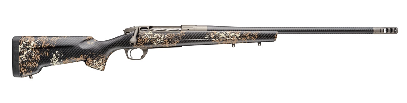 Bergara Rifles BPR38-7PRC Premier Cima Pro 7mm PRC 5+1 22" Carbon Fiber CURE Threaded Barrel, Titanium Cerakote Stainless Steel Drilled & Tapped Receiver, Fixed Carbon Fiber w/Brown & Tan Sponge Accen
