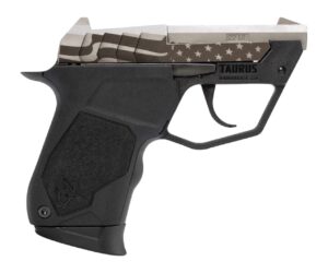 Taurus 1-22TUC139-USFLAG 22TUC Micro-Compact Frame 22 LR 9+1 2.50" Stainless Tip-Up Barrel, Custom Engraved Serrated Slide, Black Polymer Frame
