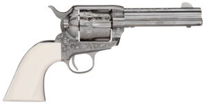 Taylors & Company 200057 1873 Cattleman Outlaw Legacy 45 Colt (LC) Caliber with 4.75" Barrel, 6rd Capacity Cylinder, Overall Nickel Engraved Finish Steel & Ivory Synthetic Grip