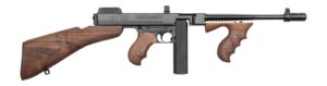 Thompson T1BSB 1927A-1 T1BSB Deluxe Carbine SBR 45 ACP 20+1 10.50" Blued Finned Barrel w/Compensator, Blued Steel Receiver, Walnut Vertical Grip Forend, Detachable American Walnut Buttstock & Grip