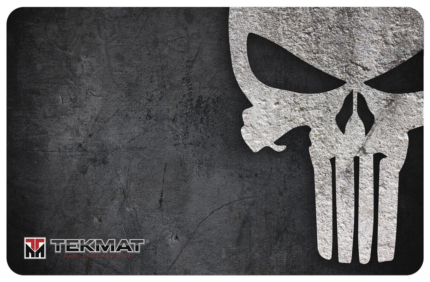 TekMat TEKR17PUNISHER Punisher Grunge Cleaning Mat Black/White Rubber 11"x17" Punisher Skull
