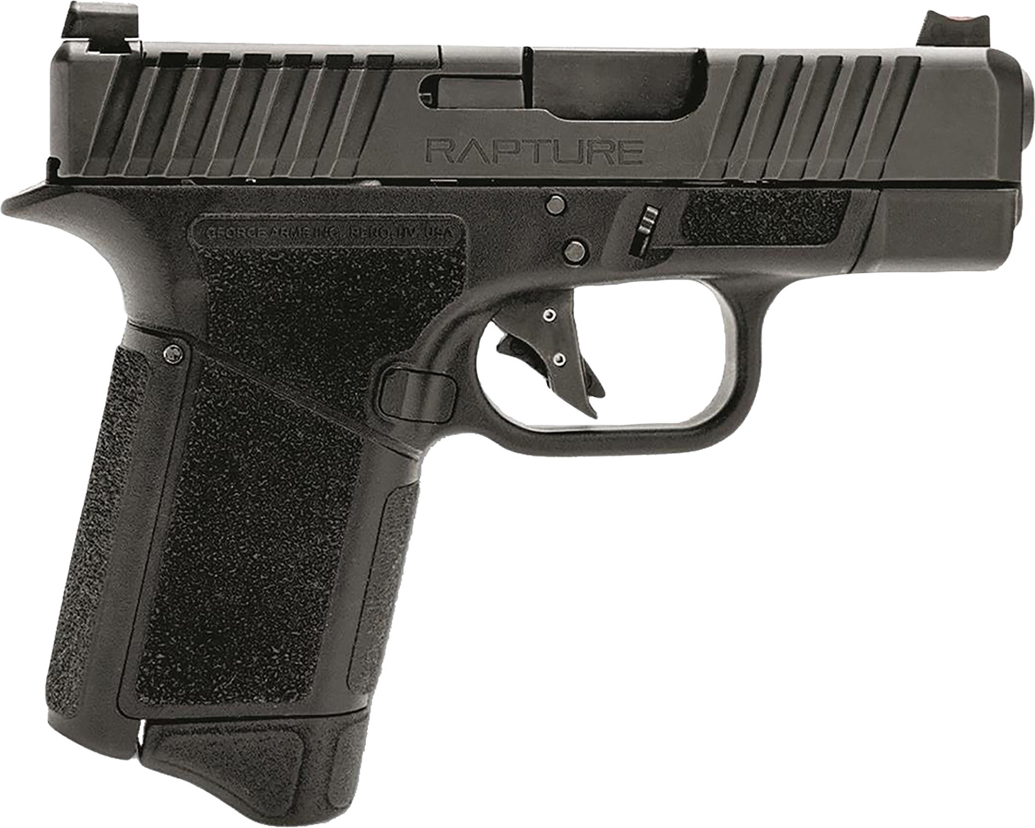 Gforce Arms GF932512GB Rapture Sub-Compact Frame 9mm Luger 12+1 3.25" Black Steel Barrel, Black Steel Optic Cut/Serrated Slide, Gray Cerakote Polymer Frame, Shield RMSc/RMR Footprint