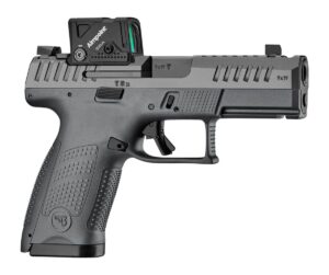CZ-USA 91583 P-10 C w/Optic 9mm Luger 15+1 4" Integral Compensator Barrel, Ported w/Aimpoint COA 3.5 MOA Red Dot Slide, Black Polymer Frame w/Accessory Rail, Interchangeable Backstrap Grip